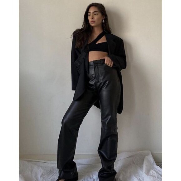 HOUSE OF CB Omaira Vegan Leather Trousers in Black Size X-Small (Longer) - Picture 3 of 16